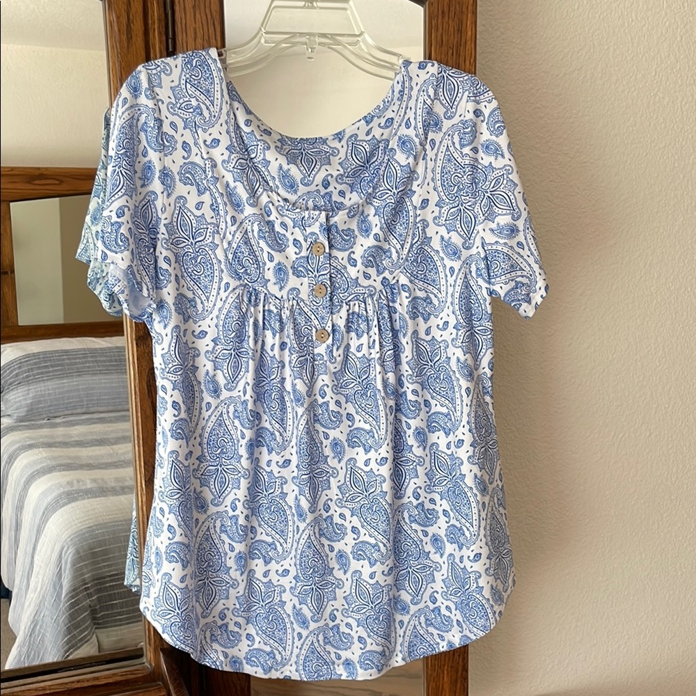 Blue Paisley Women's Top